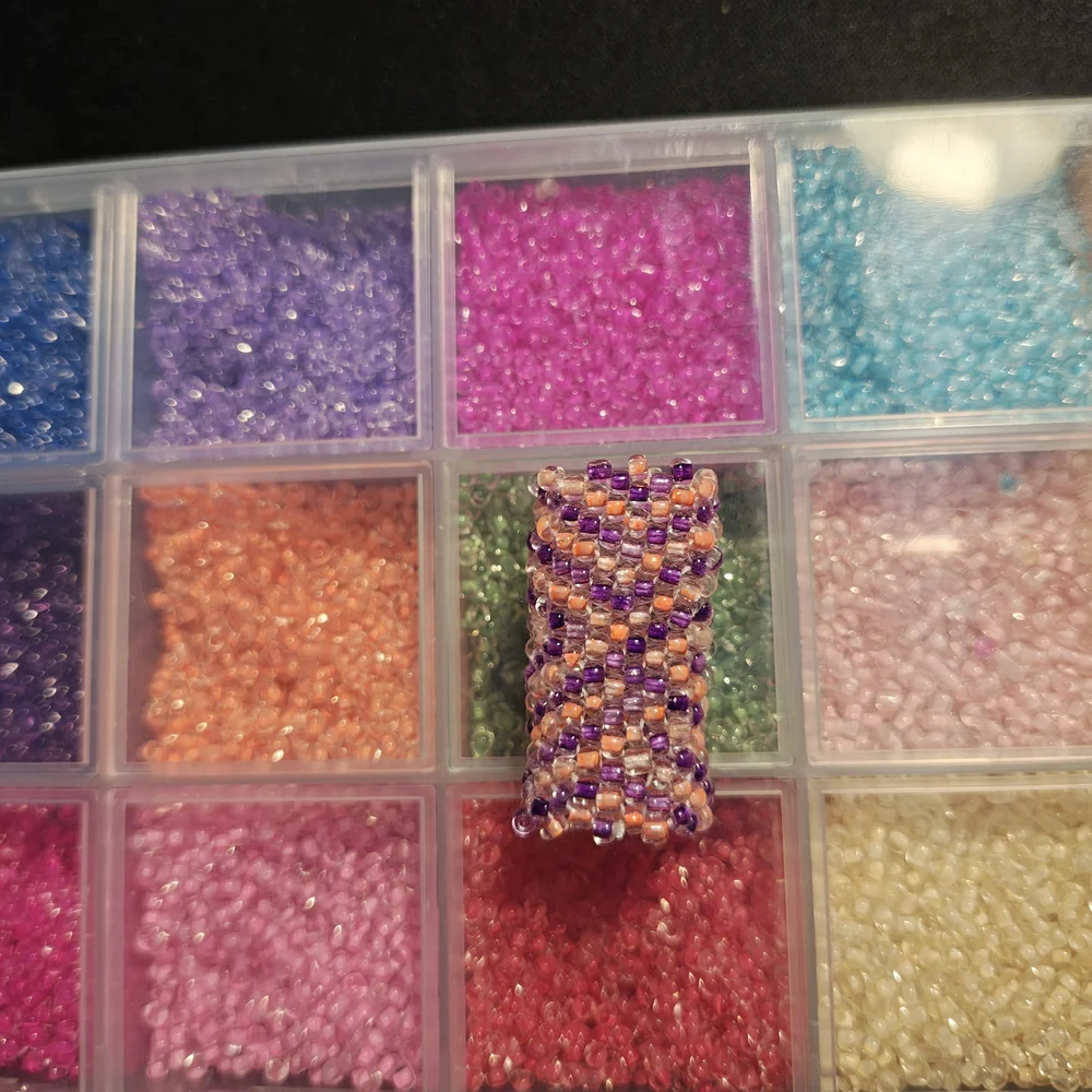 Dreadlock Bead Handmade Orange Purple Zigzag Seed Bead Hair Jewelry Peyote Charm